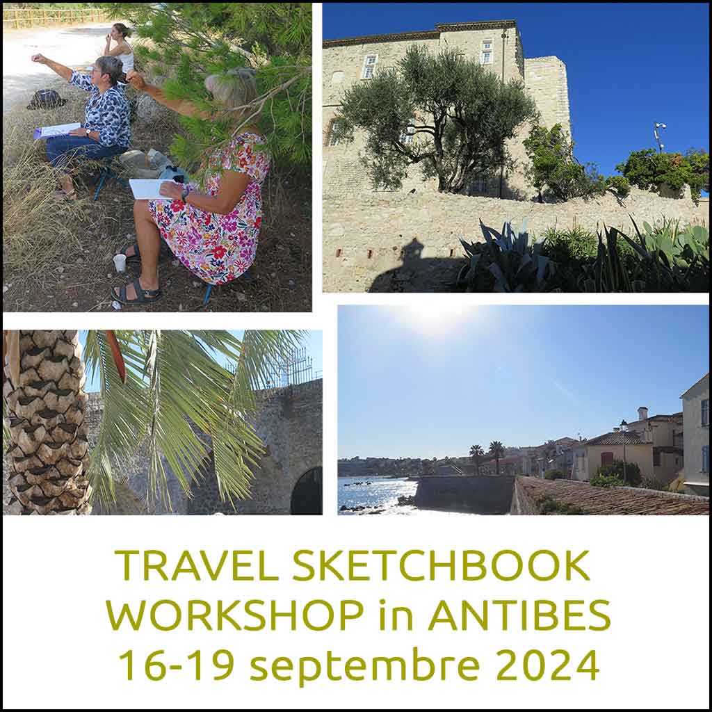 travel sketchbook in Antibes